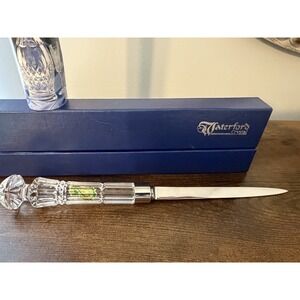 Waterford Crystal Letter Opener Cut Crystal Handle Desk Accessory w Box & Papers
